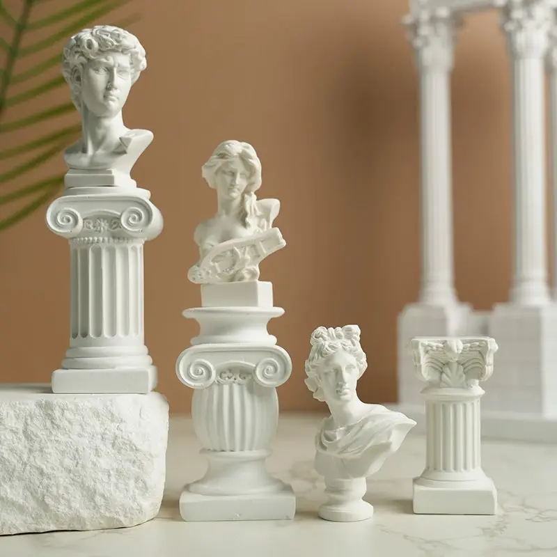 Minimalist White Simulated Roman Columns, Mini Plaster Figures, Resin Ornaments, Home Decoration, Ins-style Photo Props