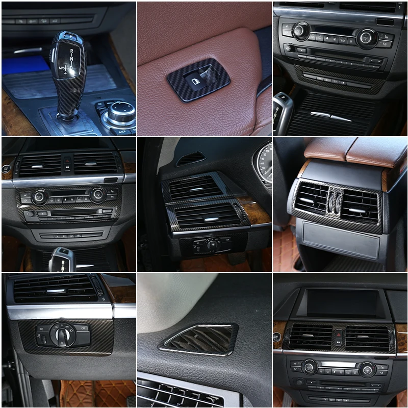 Kit Interior de fibra de carbono ABS para BMW, Panel de cambio de marchas para consola de salpicadero, cubierta decorativa, pegatinas embellecedoras