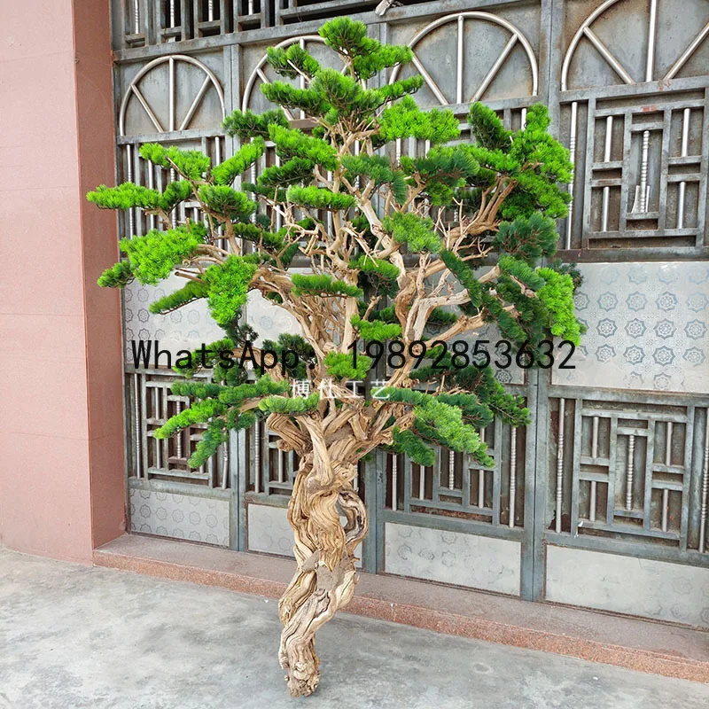CZ  Rotangpalm Landscaping Floor-standing Exhibition Hall Entrance Green Plant Artificial Ornament Pine Tree Fake Tree