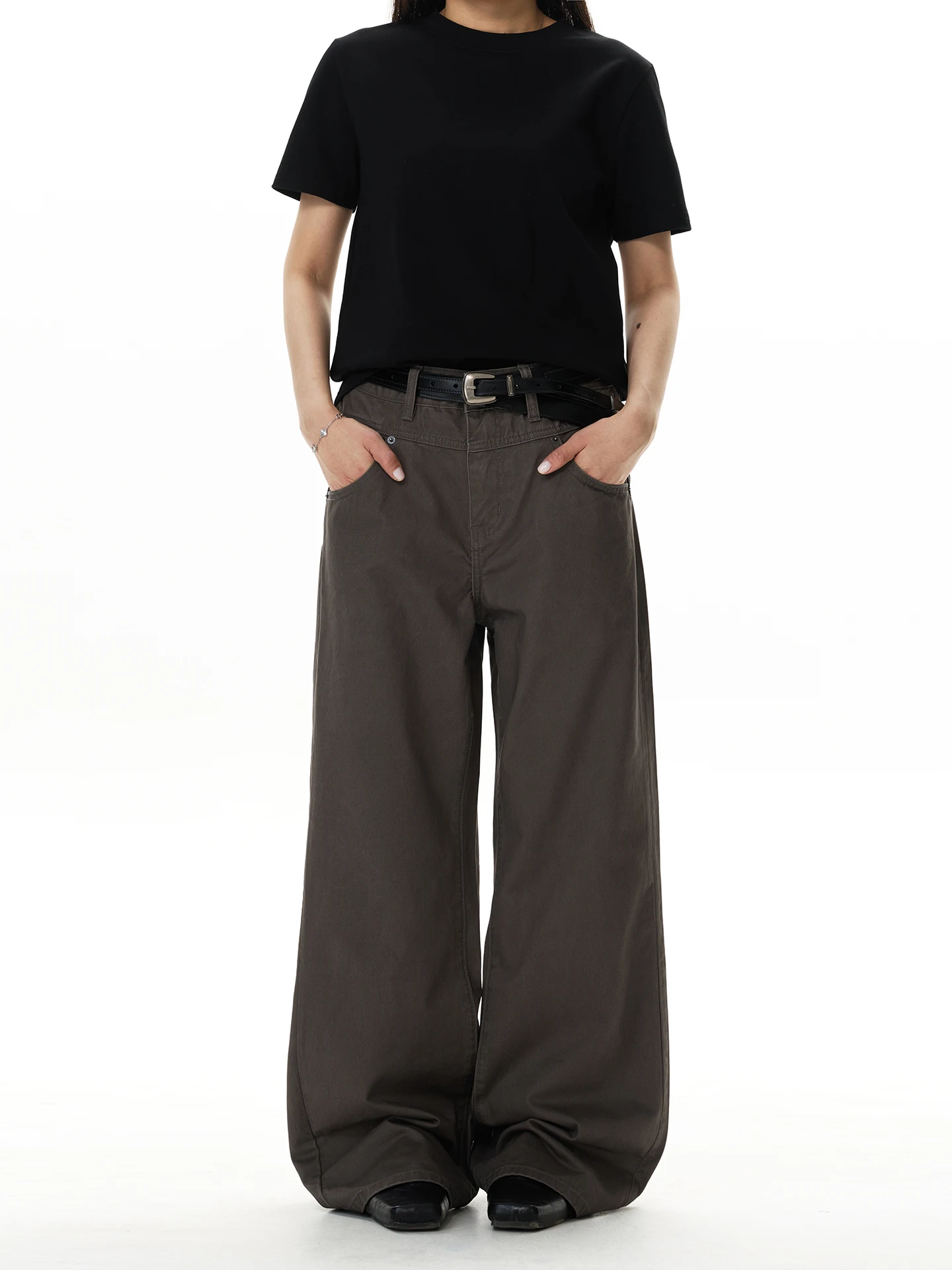 

Talk Later American Retro Silhouette Work Pants Men Women New Wash Slimming Drape Straight Casual Pants Ladies Gents