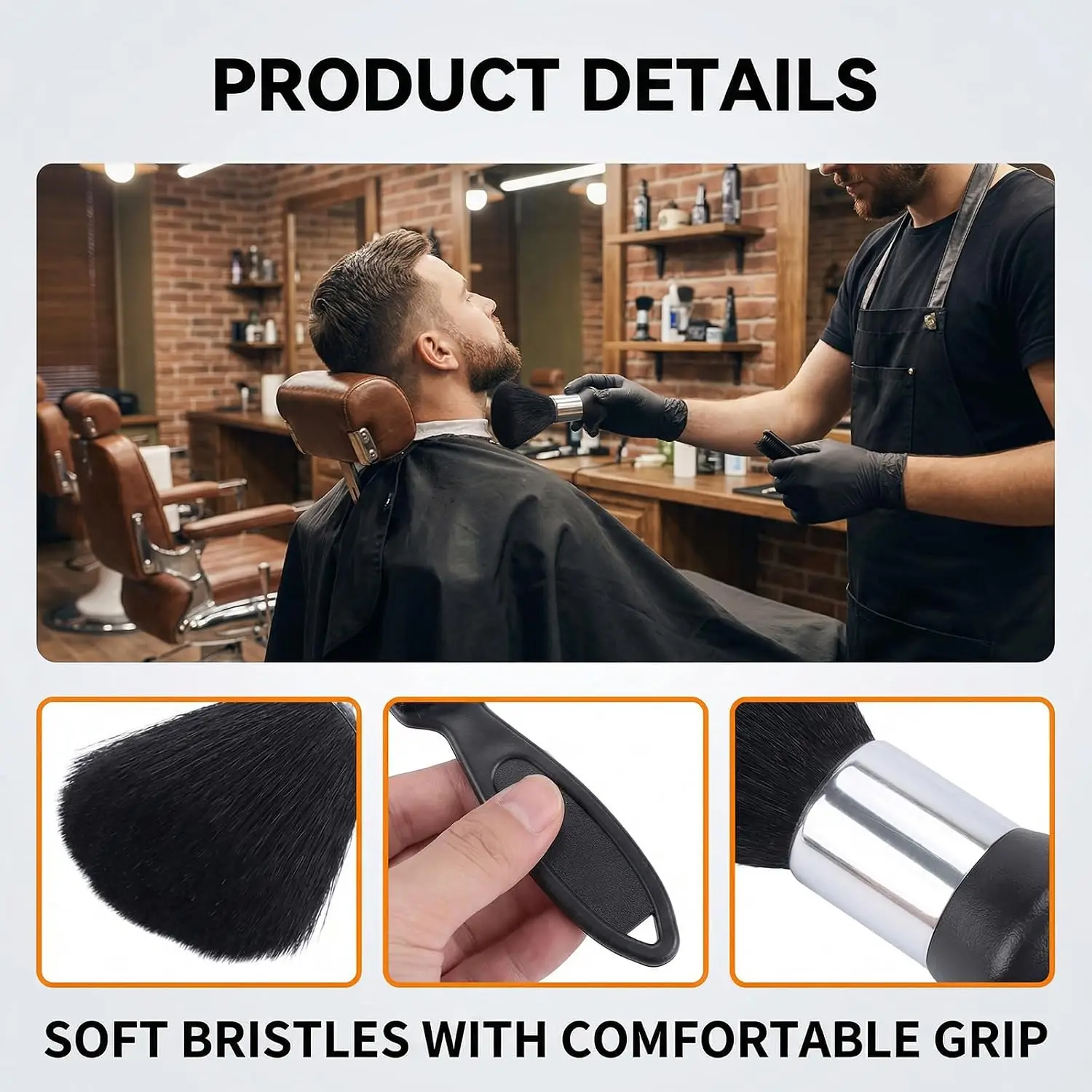 3PCS Barber Hair Cutting Comb Set, Neck Duster Brush, Edge Styling Brush, Hairdressing Comb Kit for Salon Hair Styling Grooming
