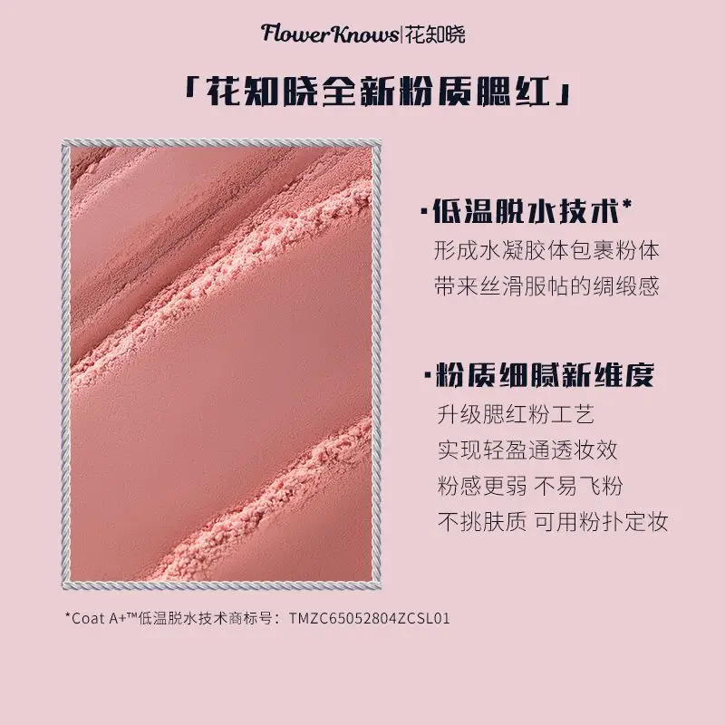 Flower Knows Swan Ballet Velvet Blush Palette Long-lasting Easy To Wear Face Natural Brightening Korean Peach Blush Makeup