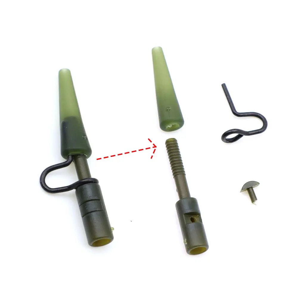 10pcs Carp Fishing Accessoreis Lead Weight Safety Clips Helicopter Hair Rig Connector Rubber Sleeves For Carp Fishing  Tackle