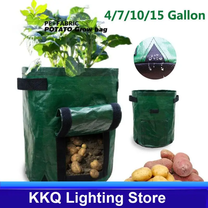 

10GAL 15gallon potato Grow pots Plant Bags large garden pot tomato Vegetable planter Growing Bags PE Fabric jardin tools