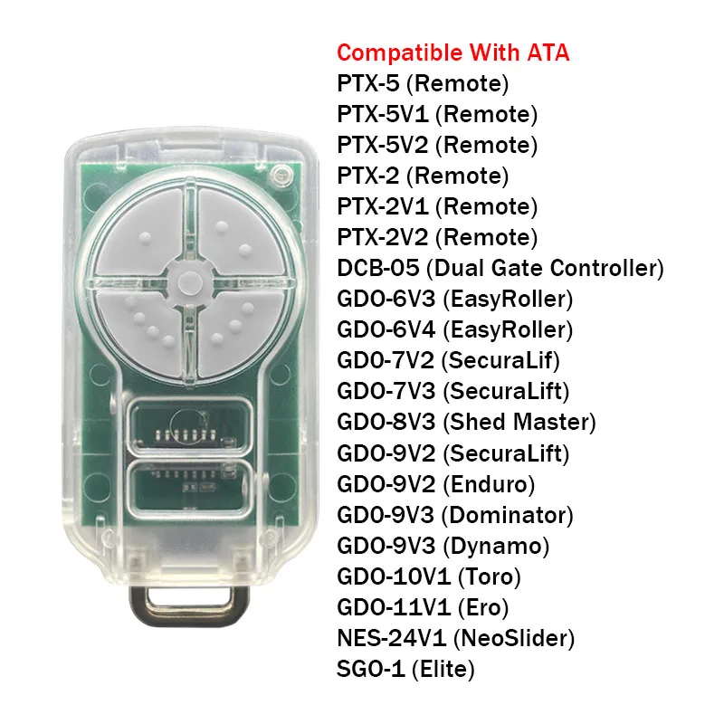 

ATA PTX5 PTX2 PTX-5V1 PTX-5V2 PTX5 V2 V1 PTX-2V1 PTX-2V2 Контроллер дистанционного управления устройством открывания гаражных ворот 433,92 МГц с подвижным кодом