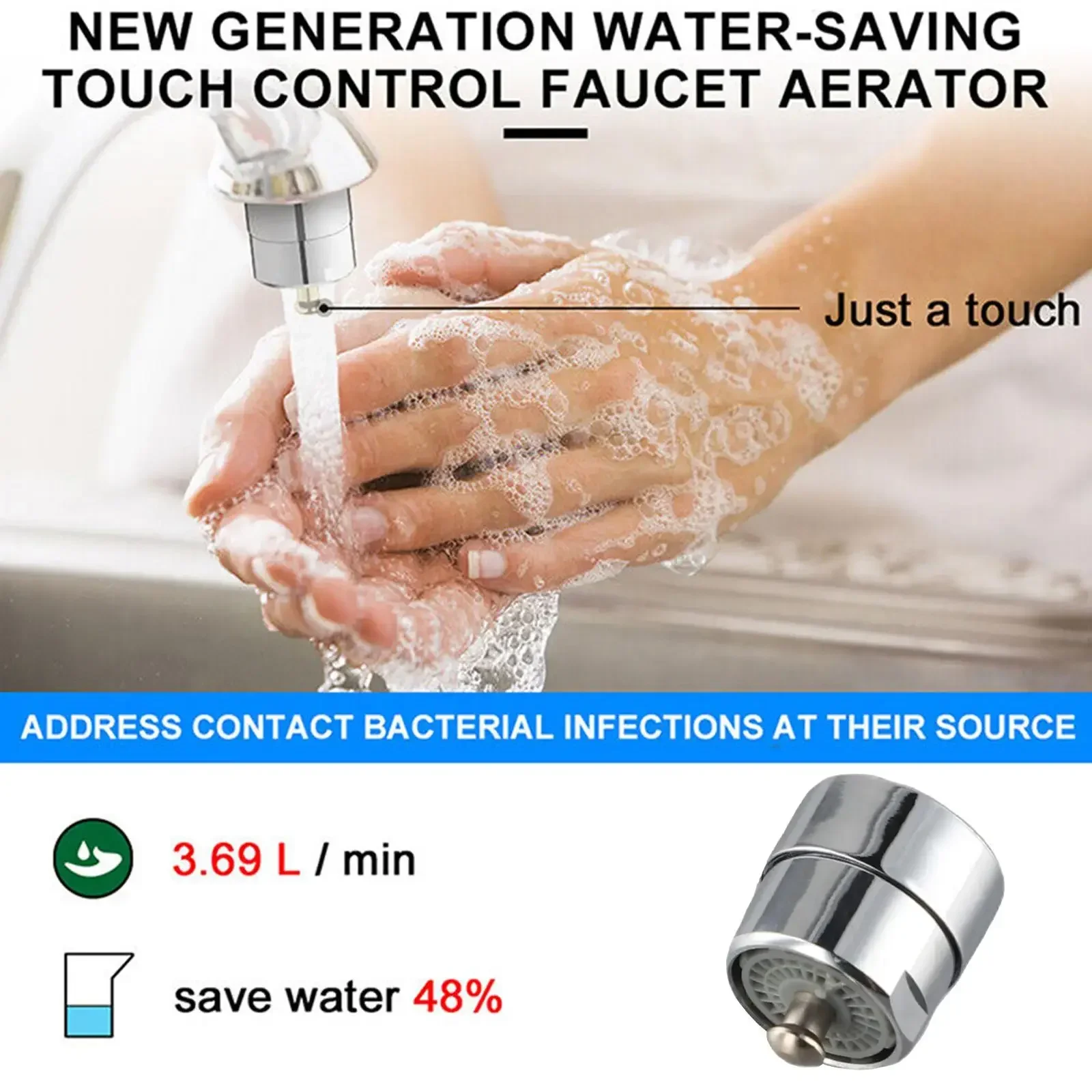 Brand New Valve Bubbler Kitchen Kitchen Faucets One-button Outlet Copper Water Saving Control Copper + Plastic