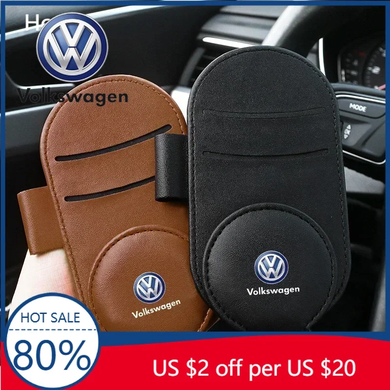 

Держатель для очков на солнцезащитный козырек из кожи для Volkswagen VW, многофункциональный зажим для очков для Volkswagen GOLF Tiguan VW TO