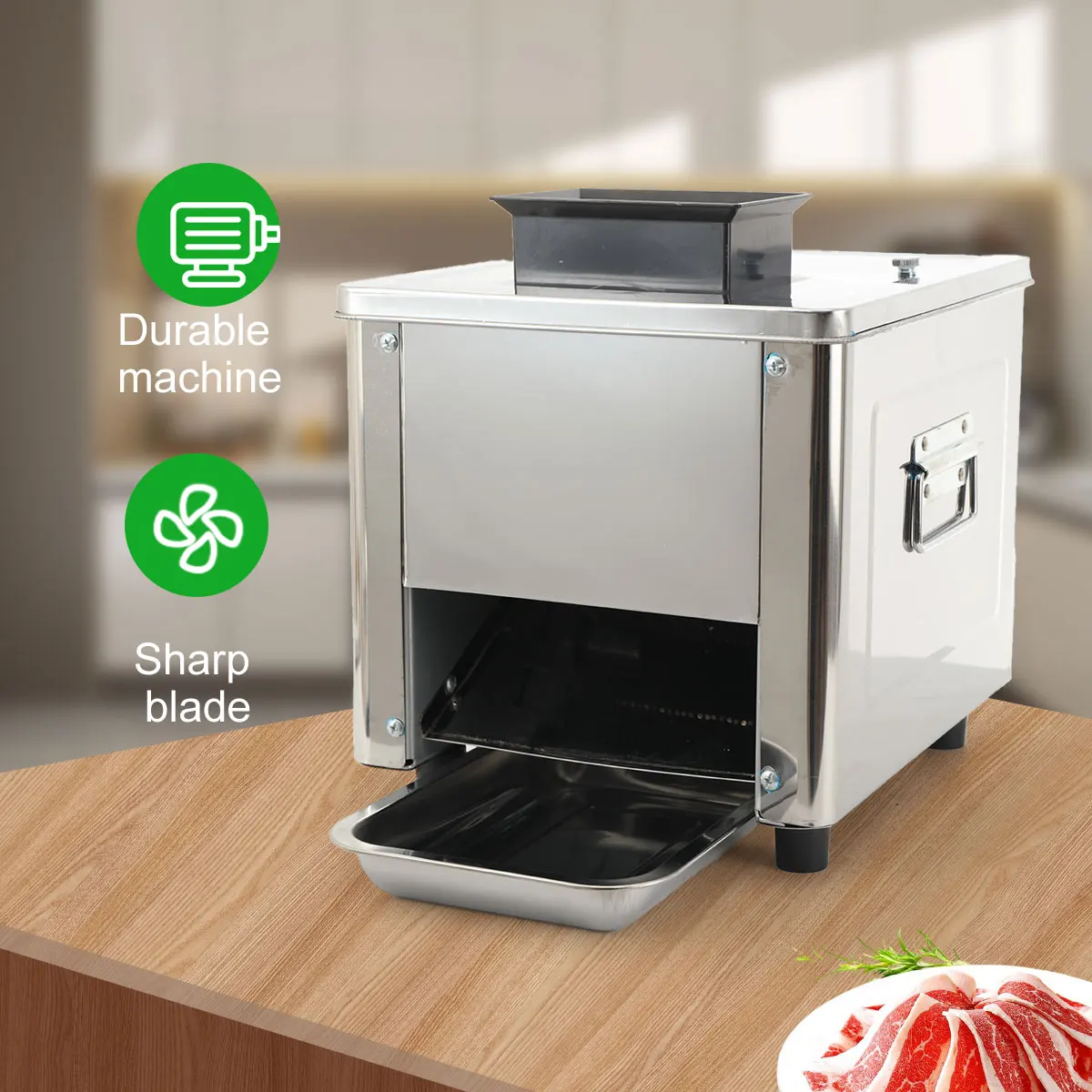 Desktop Edelstahl Doppel-port Elektrische Fleisch Slicer Automatische Fleischwolf Kommerziellen Haushalt Fleisch Cutter – Detail 17