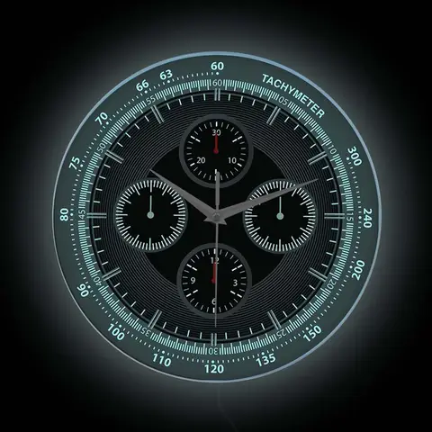 타키미터 핸드 워치 디자인 야간 조명 벽시계 남성용, 동굴, 침실, 무음, 눈에 잘 붙지 않는 LED 벽시계, 어둠 속에서 빛나는