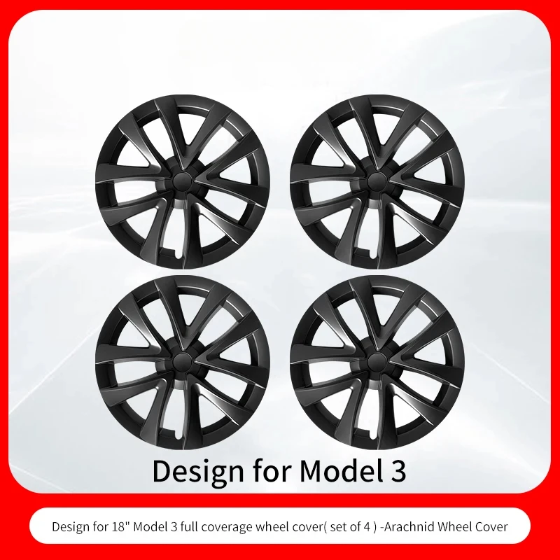 For TESLA Model 3 2017-2023 18 Inch 4PCS Arachnid Wheel Cover Hubcaps Cap Body Kit Only for Model 3 Wheel Cover Accessories