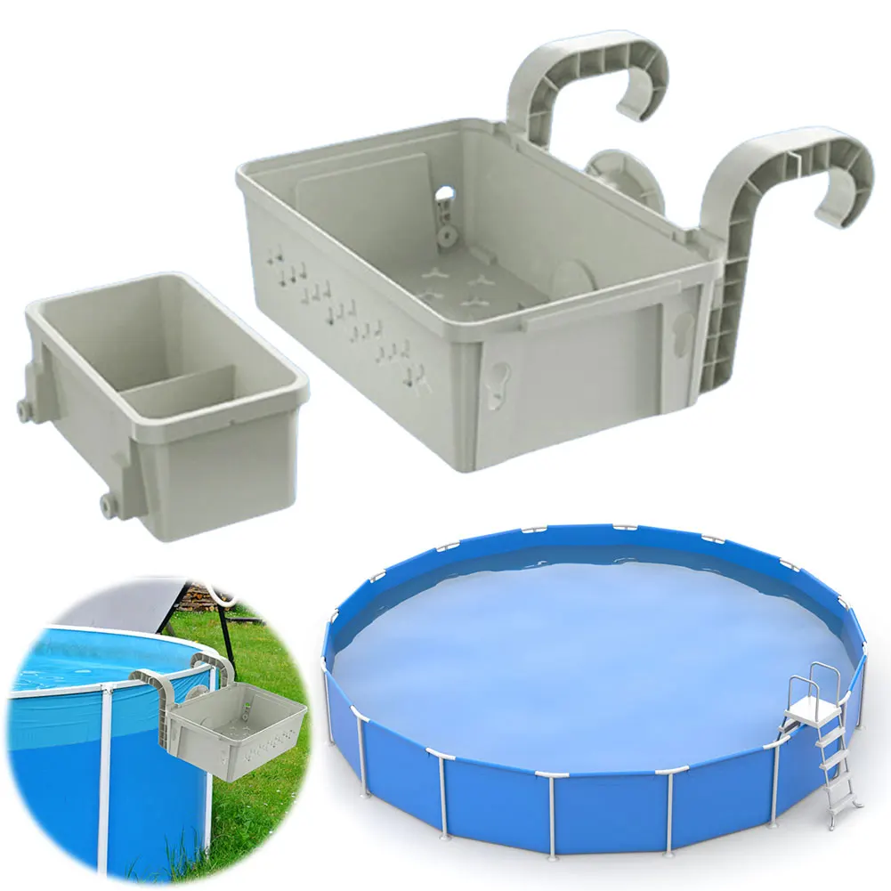 Cestas de armazenamento à beira da piscina com porta-copos cabem em trilhos superiores mais pequenos de 3 ou cesta acima do solo para a maioria das piscinas acima do solo