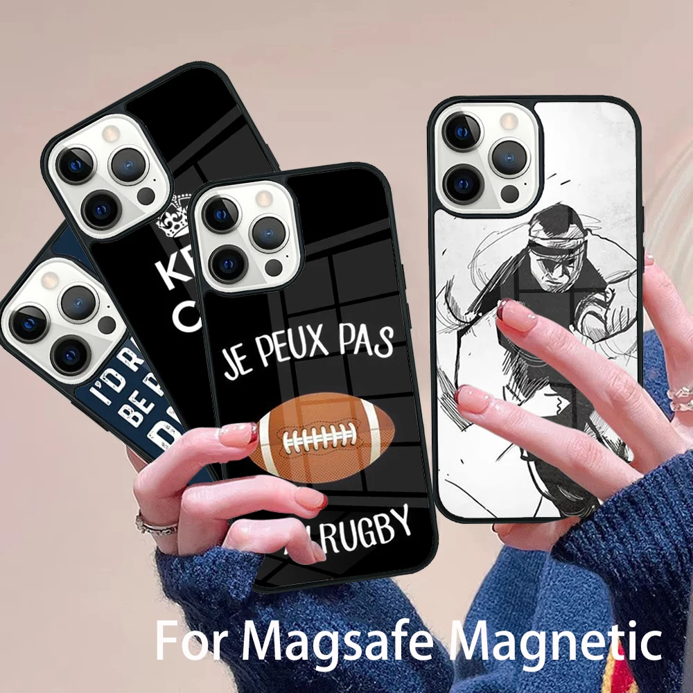 

Rugby Football Sport Phone Case Magesafe Magnetic Wireless Cover For IPhone 16 11 12 13 14 15 Pro Max Plus Mini