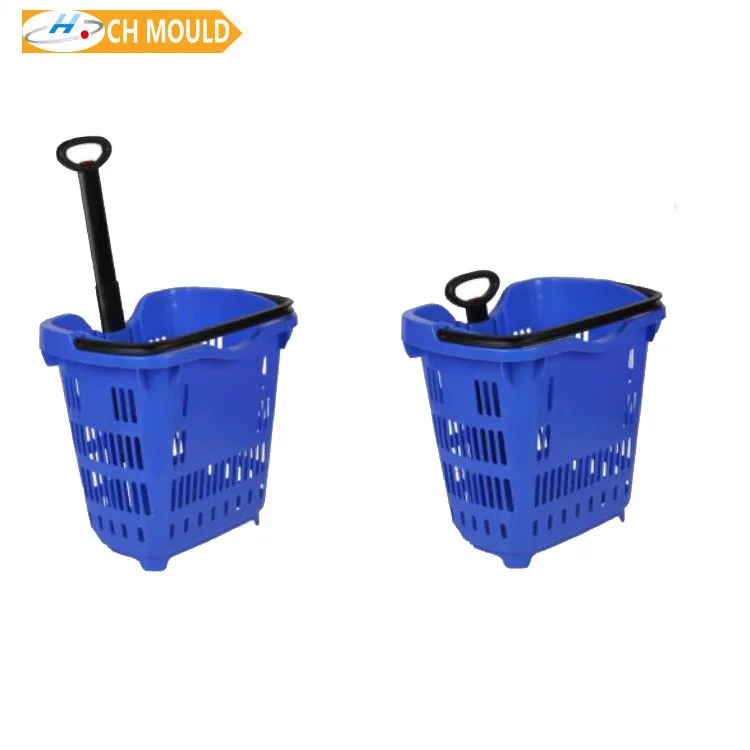 Supply Plastic Rolling Shopping Basket Mold With Wheel Plastic   Molding