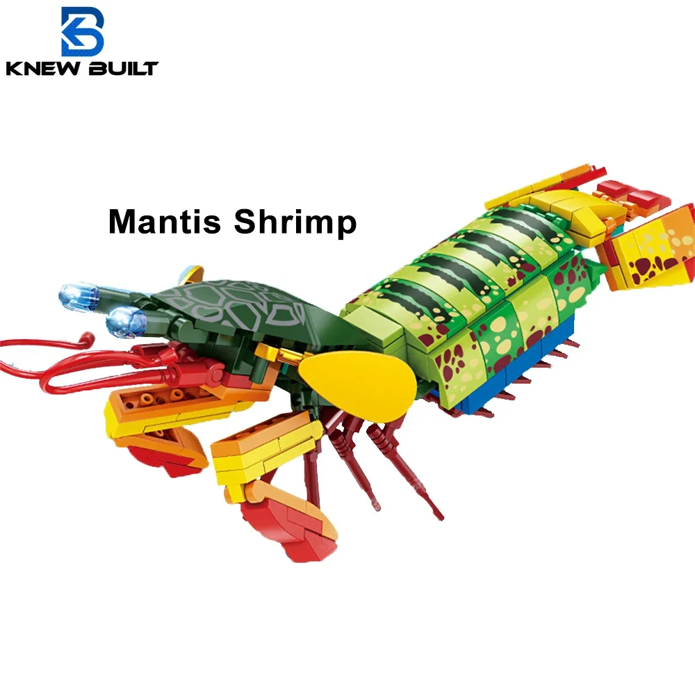 Knew Built Mantis Shrimp Ocean Animal Building Block Toy 199pcs Bricks, Includes 176pcs Shark, Ocpus Sea Creatures Gift for Kids