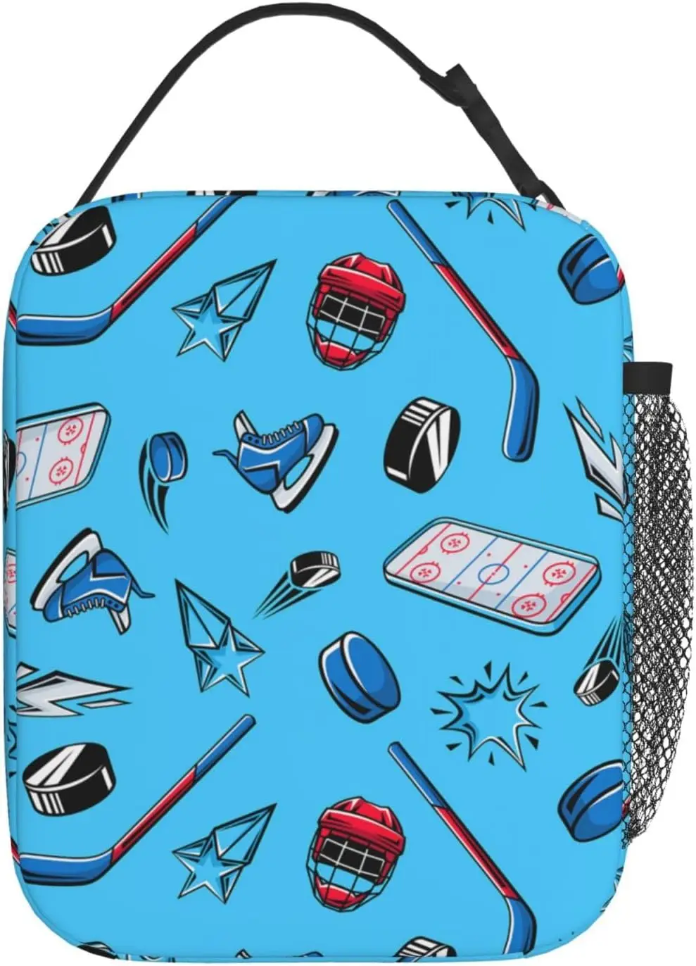 صندوق غداء الهوكي للأولاد والأطفال، صناديق غداء من البوليستر للهوكي للعمل، والنزهة، والمدرسة، والسفر، والمشي لمسافات طويلة، والشاطئ أو وصيد الأسماك #5