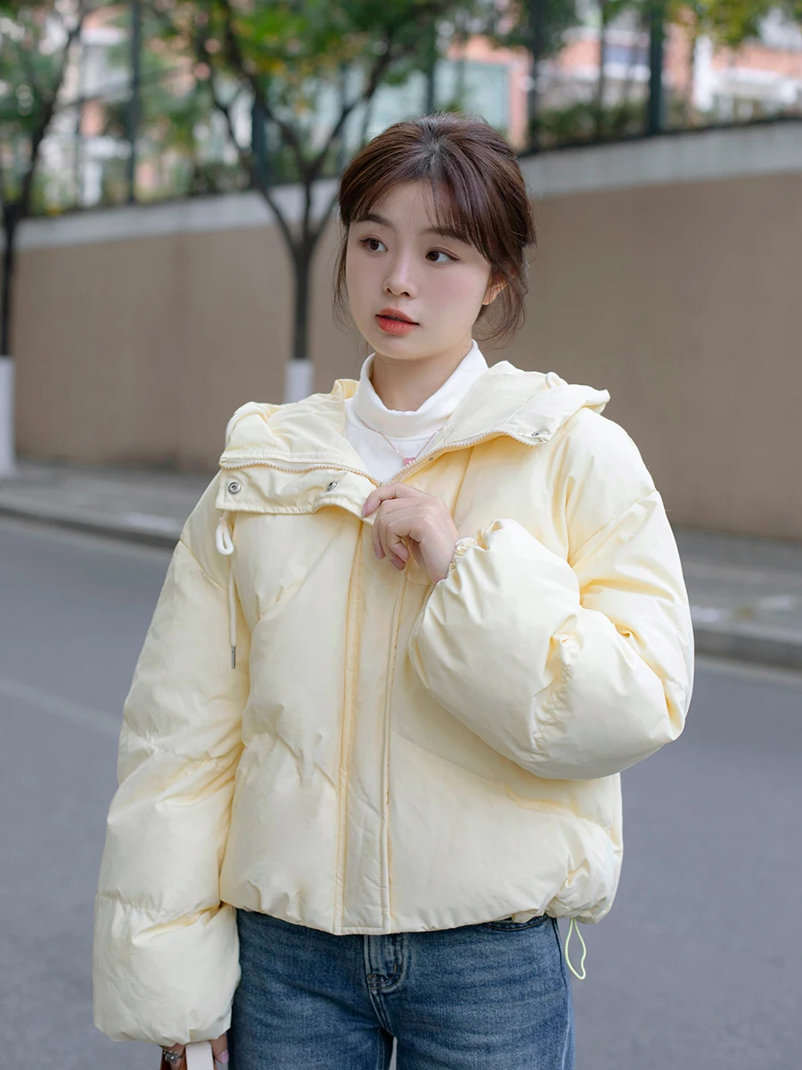 

Женское зимнее пальто Yellowi White Du down Jaet, теплое пальто с капюшоном и высокой талией, наполненное волокном из полиэстера, Sweet Sle