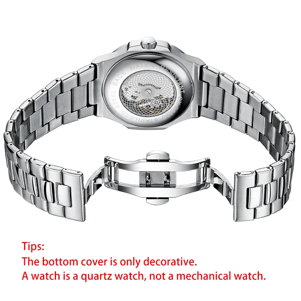 CHENXI ساعة رجل الأعمال الفاخرة مقاوم للماء ساعة مضيئة الذكور تاريخ الفولاذ المقاوم للصدأ الساعات مربع الرجال الكوارتز ساعات المعصم