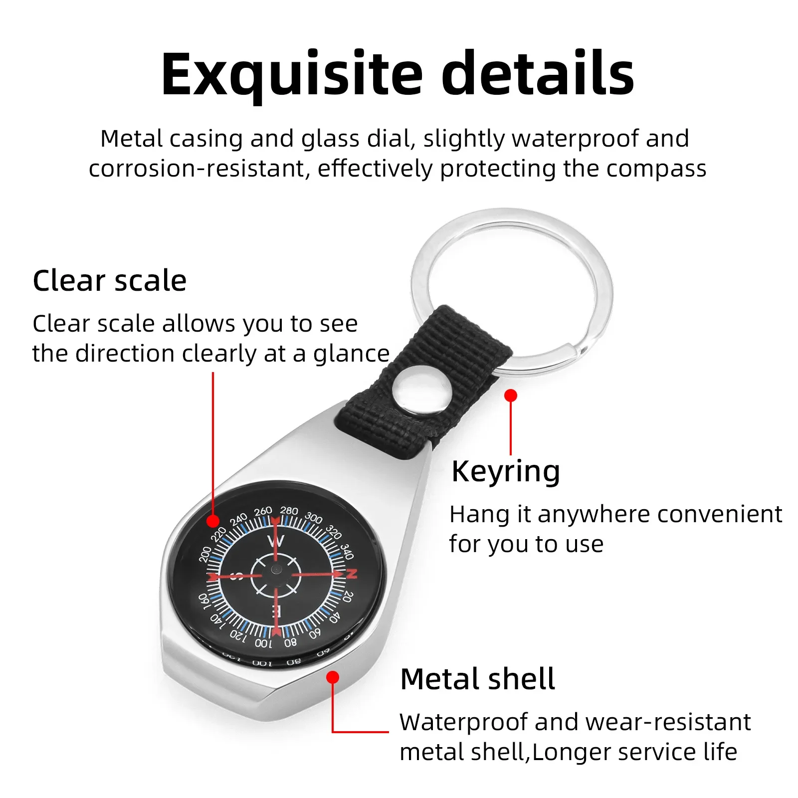 Pocket Compass Clear Dial Small Pocket Compass For Keychain Backpacks Compact Hiking Navigation Tool Portable Survival Gadget