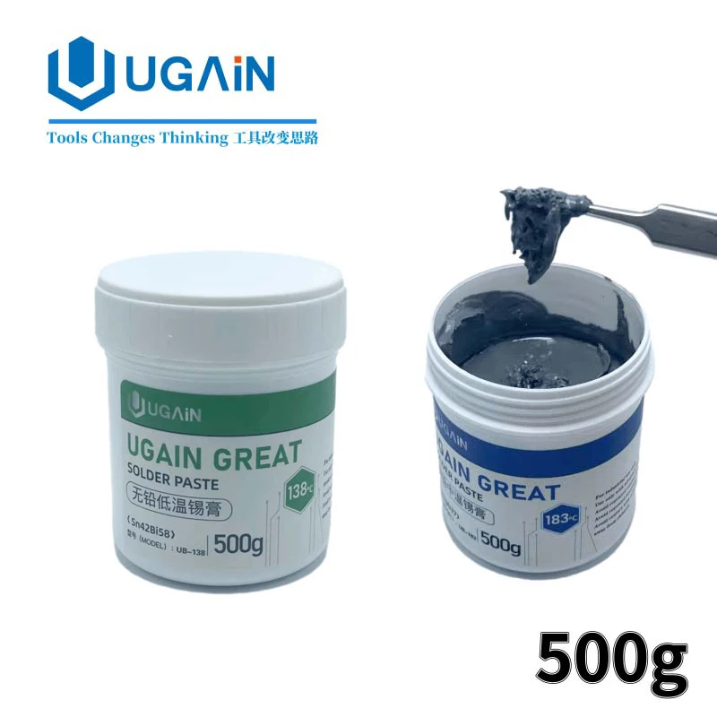 1Pcs UGAIN 500G solder paste tin paste 138℃/183℃ melting point solder Flux PCB SMD CPU IC BGA Mobile Phone Computer Repair Tools