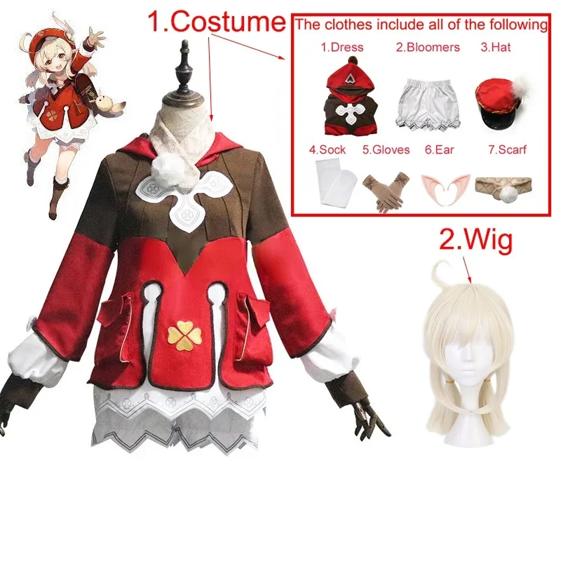 Genshin Impact Klee Loli Cosplay Costume Anime Halloween Carnival Clothes Including Gloves Socks Hat Ears