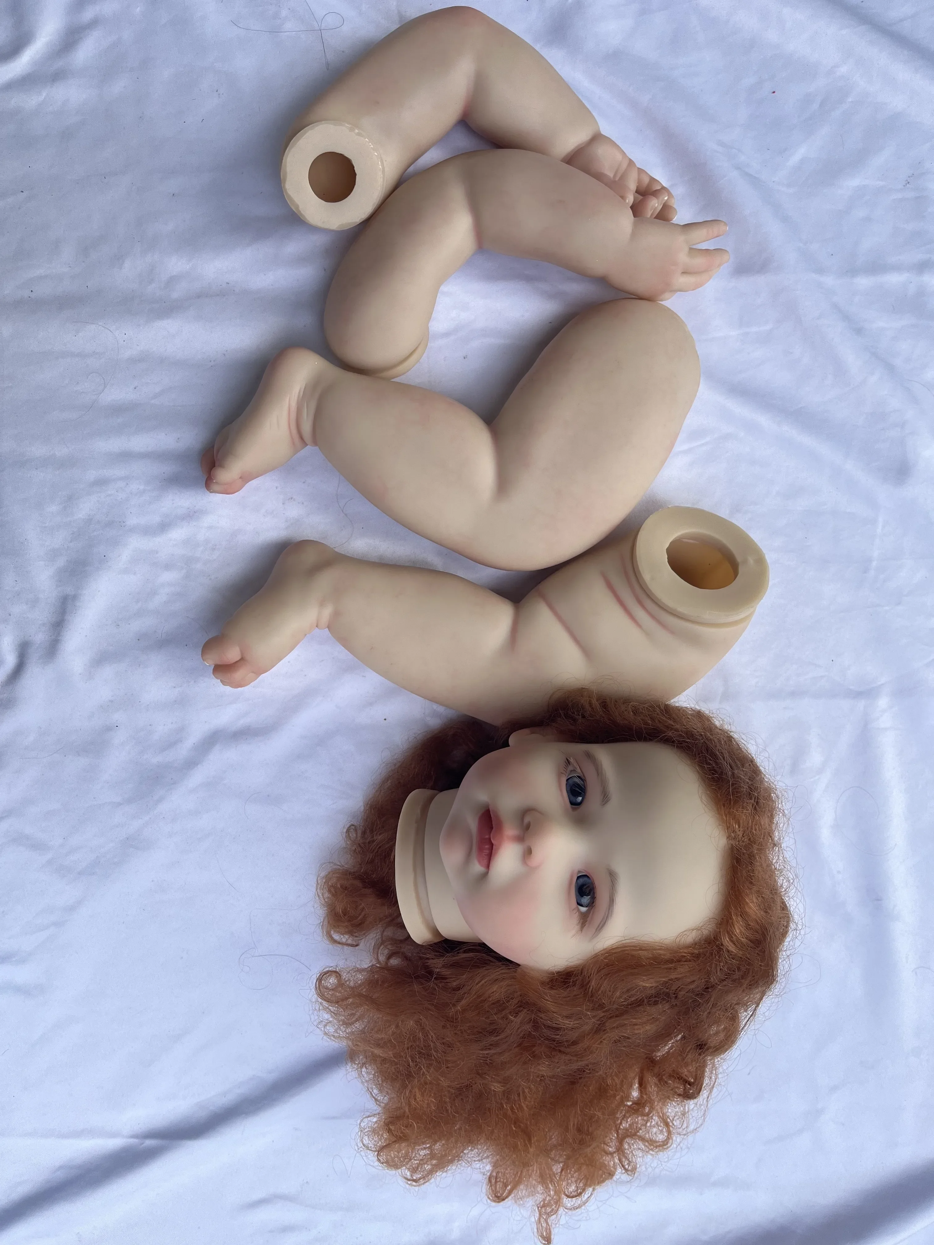 DLS Customized Limited Supply 28inch Reborn Baby Lily With Long Red Curly Hair Painted Kit DIY Part Christmas Gift