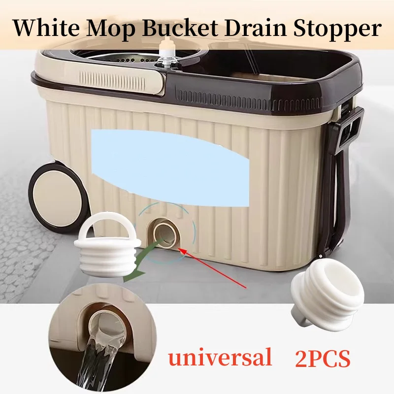 2pc White Mop Bucket Drain Stopper Round Bucket Scupper Drain Holes Plugs with handle Outfall Cover For Bathroom Kitchen Tools