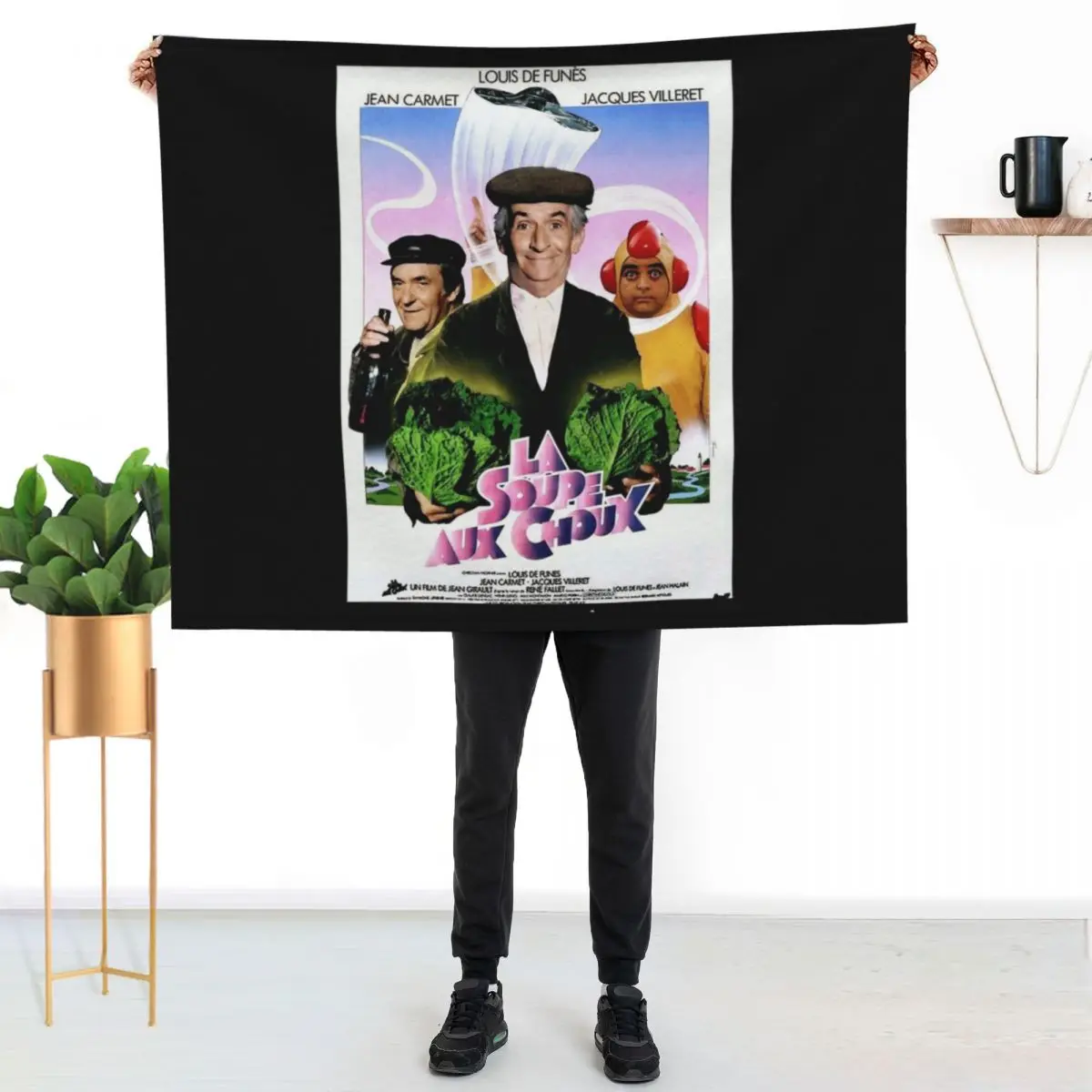 Vintage Soupe Choux The Cabbage Soup 1981 Classic Louis De Funes Comedy Movie Poster Classic Throw Blanket