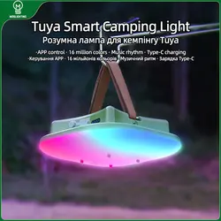 MOSLIGHTING 80W 1600Lm lanterna da campeggio ricaricabile LED Smart Light controllo Bluetooth di Tuya APP Music Sync RGB LED tenda lampada