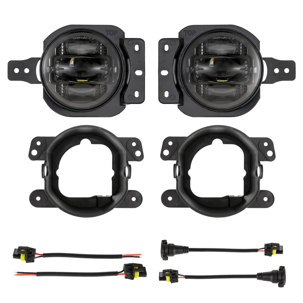 60W LED Fog Lights DRL with Harness Mounting Bracket 6000K 1200LM for Jeep Wrangler JL 2018-2022 IP65 Waterproof