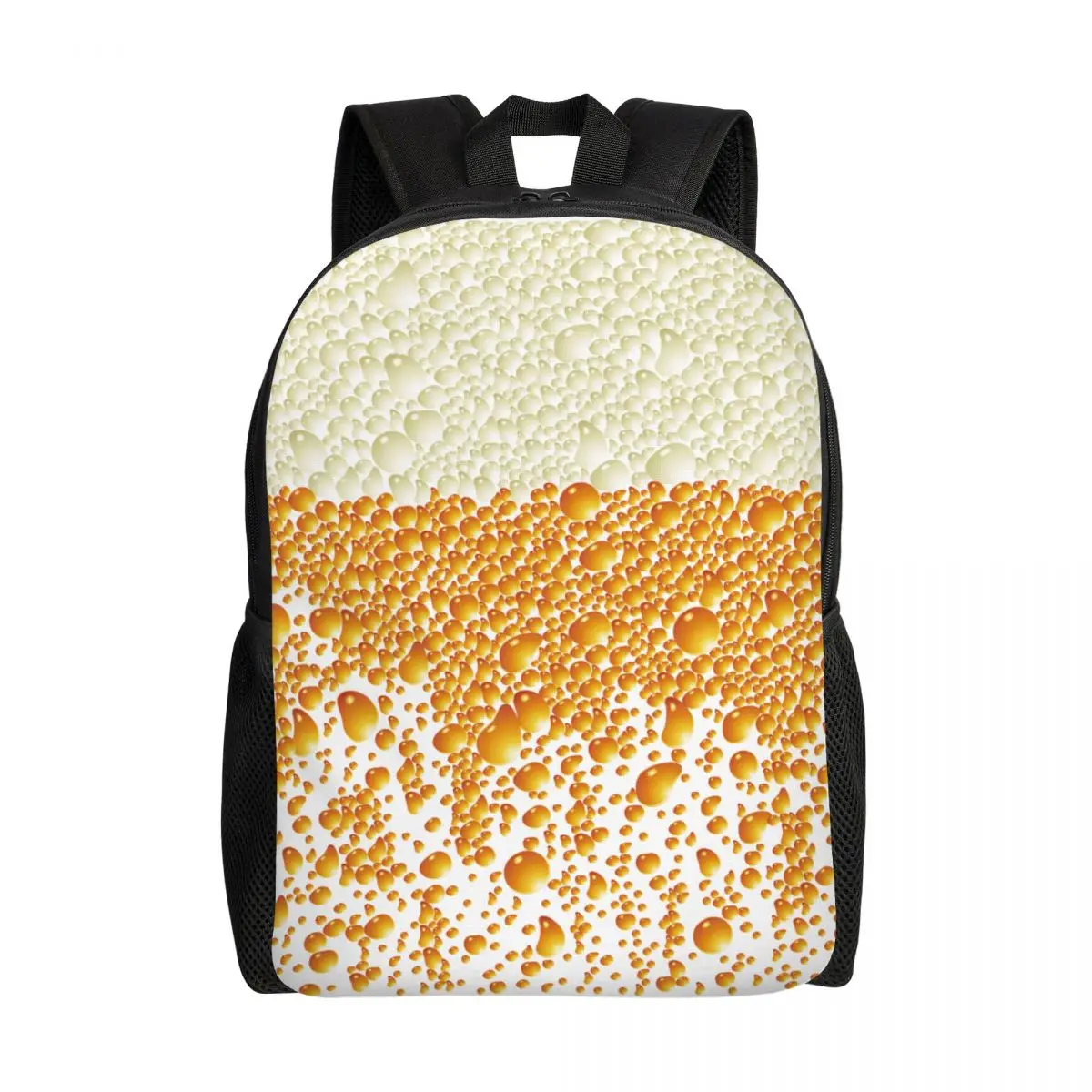 Custom Beer Realistic Bubbles Foam Travel Backpack Women Men School Computer Bookbag Drinking Lover College Student Daypack Bags