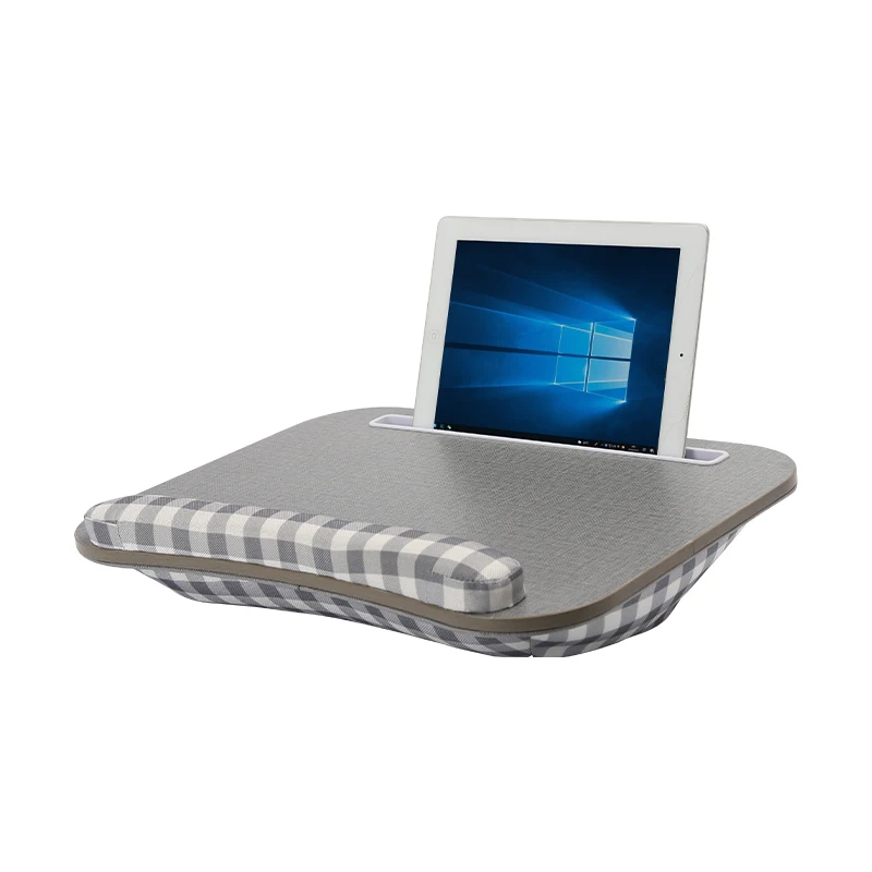 Mumucc Plaid Bed Desk with Cushion, Tablet and Mobile Phone Slot, Laptop Desk In Dormitory, Small Table with Foam Pillow