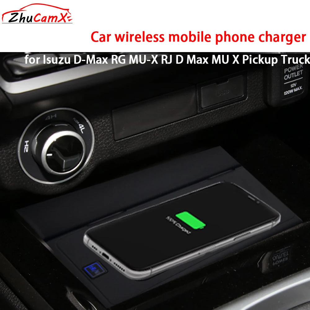 

for Isuzu D-Max RG MU-X RJ D Max MU X Pickup Truck Center Console Storage Wireless Mobile Phone Charger QI 18W iPhone Charging