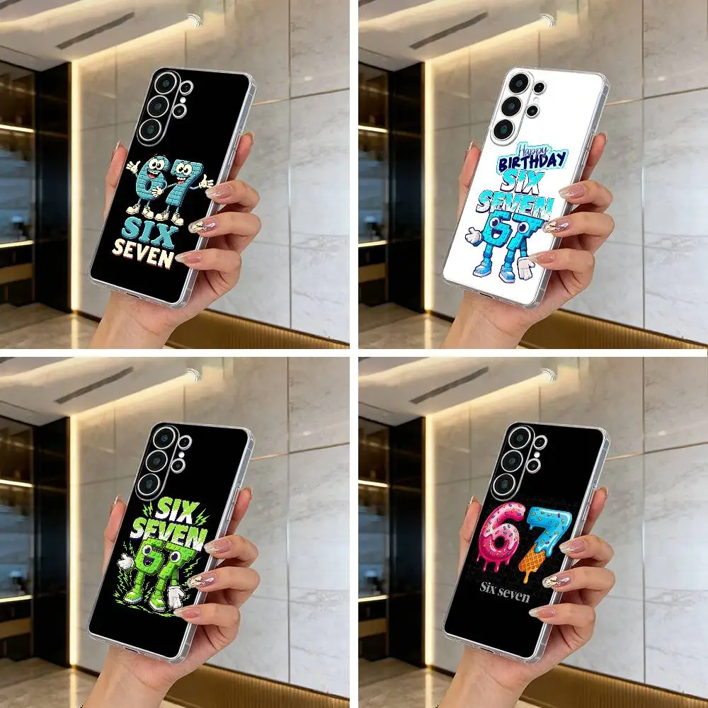 6-7 -Six Seven Phone Case For Samsung S25,S24,S21,S22,S23,S30,Ultra,S20,Plus,Fe,Lite Transparent Cover