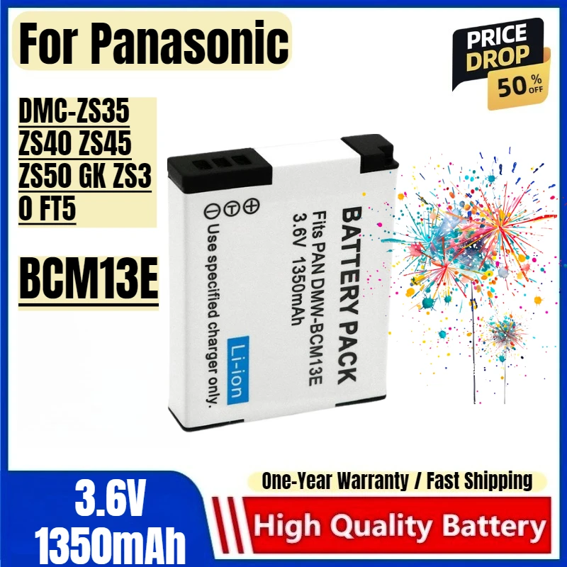 

BCM13E Battery 3.6V 1350mAh Rechargeable Batteries And Charger for Panasonic DMC-ZS35 ZS40 ZS45 ZS50 GK ZS3 0 FT5 Camera Battery