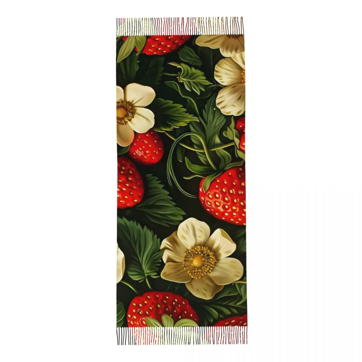 Fresh Strawberry Floral Pattern Scarf Tassel Scarves for Women Soft Warm Shawls and Wraps Long Fall Winter Shawl Wrap