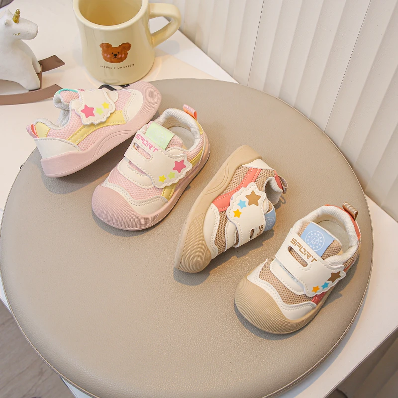 

2025 Autumn New Baby Walking Shoes Toes Capped Soft Bottom Kids Casual Shoes Mesh Breathable Boys Girls Running Shoes Non-slip