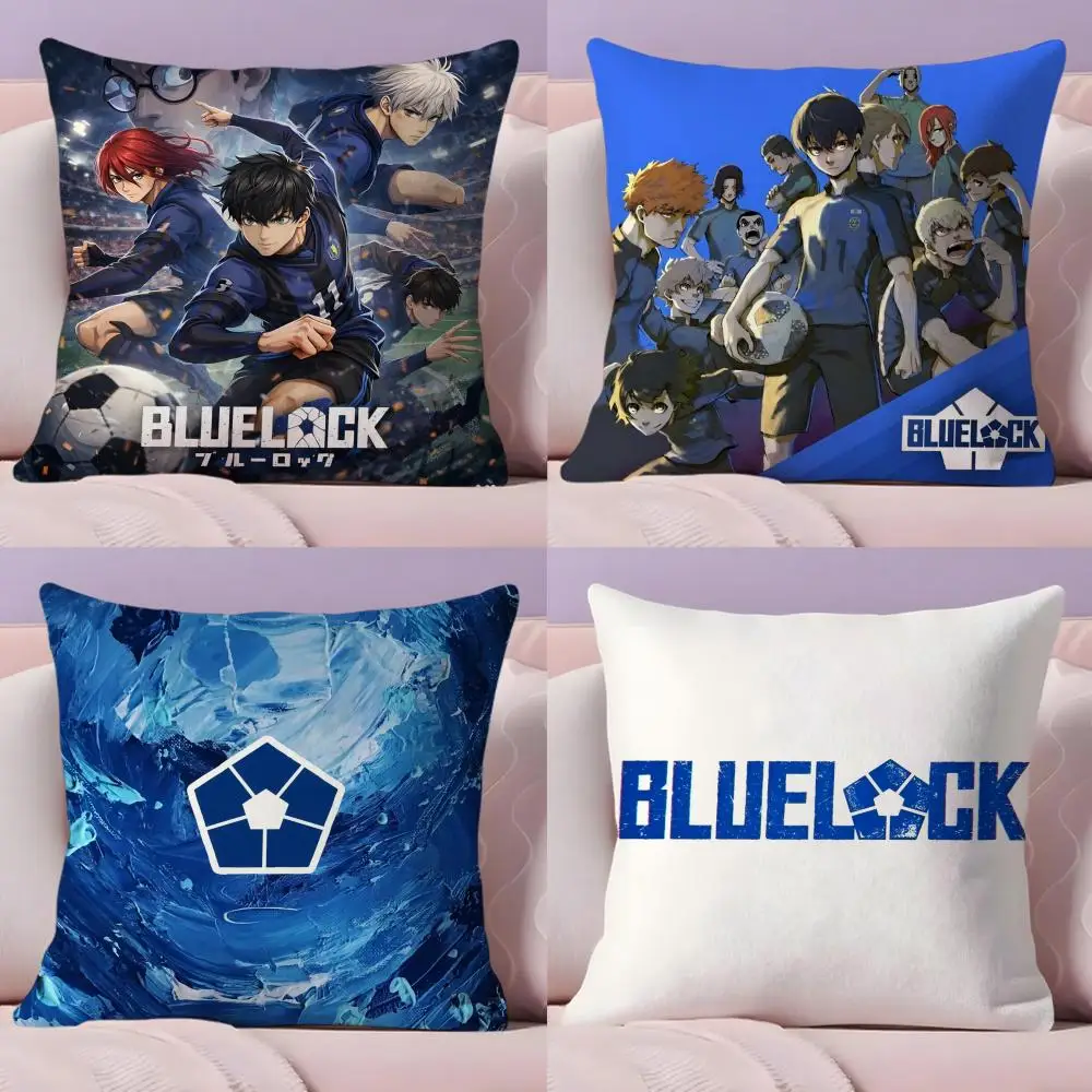 B-Blue L-Lock Cushion Cover Natural Linen Organic Fabric Double-Sided Printing Sofa Home Decor Gift Pillow Cover