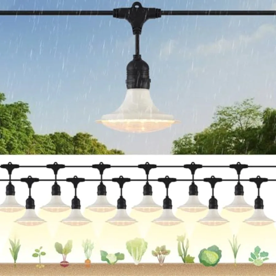 

Уличные светодиодные фитолампы для растений, водонепроницаемые, на 12 светодиодов, с кабелем 42 фута, зеленые, для полного спектра, для использования в помещении и на улице, для теплиц