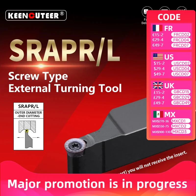 

SRAPR1616 SRAPR2020 SRAPR2525 SRAPR3232 SRAPL1616 SRAPL2020, держатель внешнего токарного инструмента, токарный станок с ЧПУ, режущий инструмент, режущий стержень