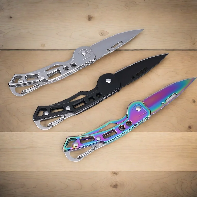 Folding Pocket Knife Stainless Steel Survival Hunting Camping Fishing Portable Fruit Carrying Colorful Folding Knife