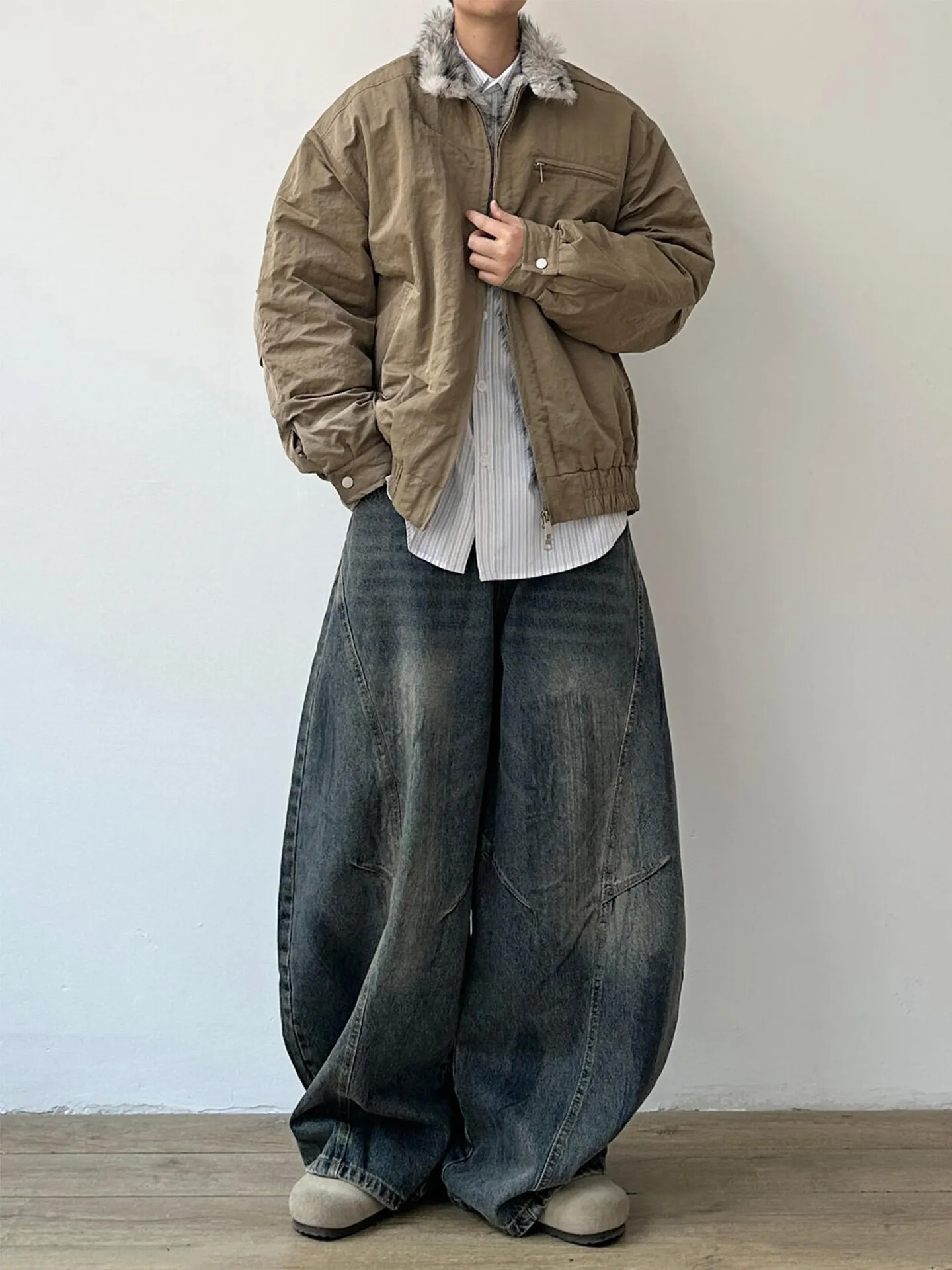 

Мужские куртки с меховым воротником на молнии для активного отдыха, в стиле японского географического дизайна, для путешествий и исследования природы.