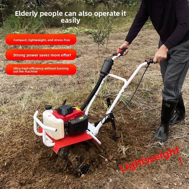 Mini Tiller Small Agricultural Cultivator for Home Use Weeding Digging Plowing Soil Loosening