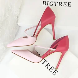 BIGTREE Fashion Designer Sweet Pointed Women Pumps Sexy Party Shoes Stripper Hollow Out Stiletto High Heel Sandals