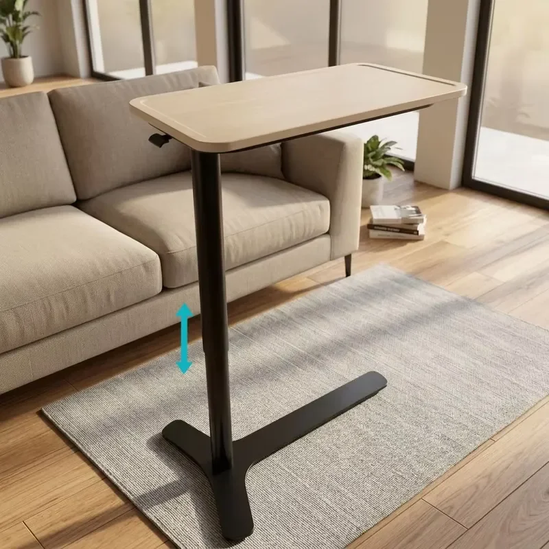 Ergonomic Lift Height Adjustable Side Table Stable Y Leg Slim Sofa End Table for Sofa Bedside Workstation