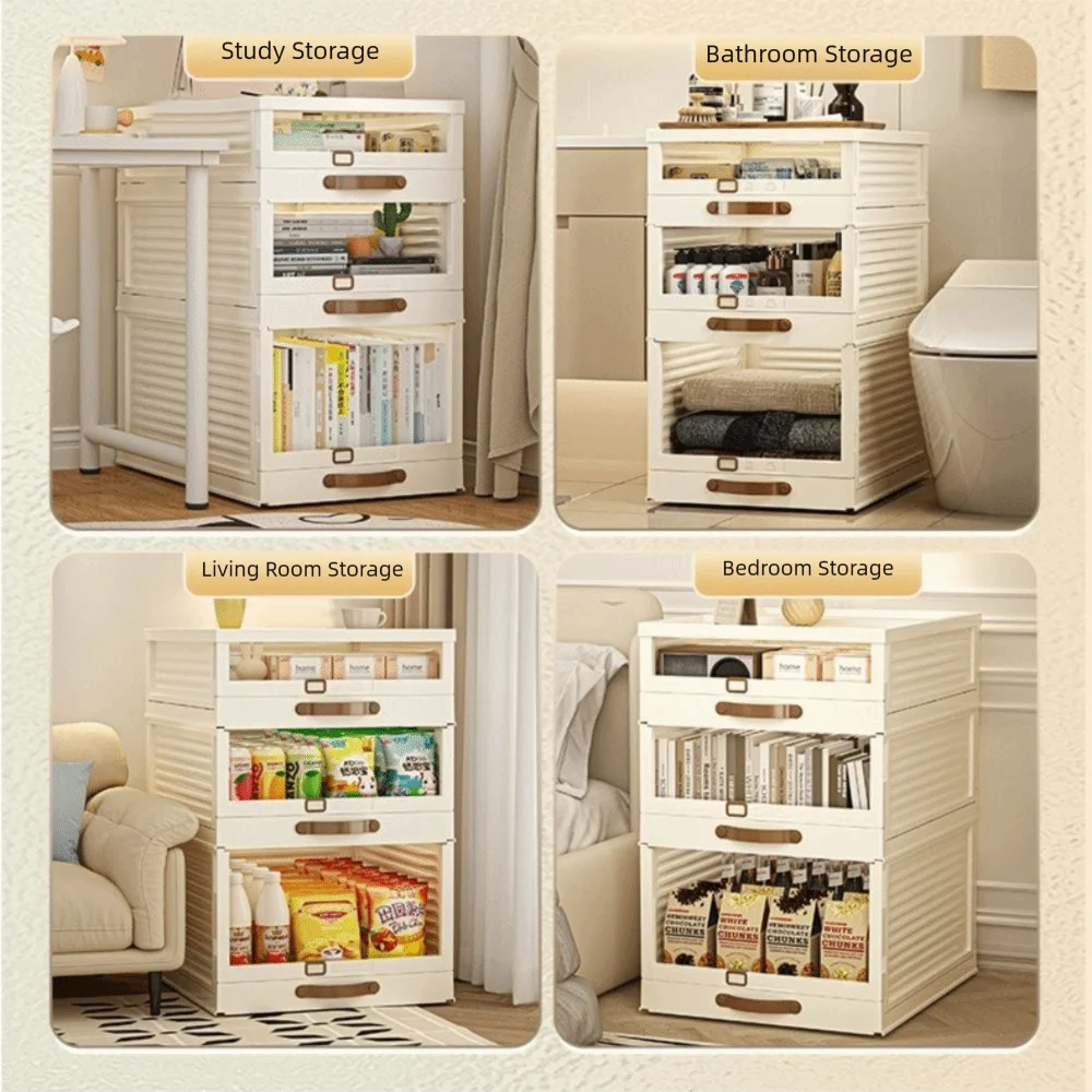 

Household Plastic Drawer Organizer Foldable Stackable Cabinet Storage With Handle Pull Out Storage Box Closet Storage