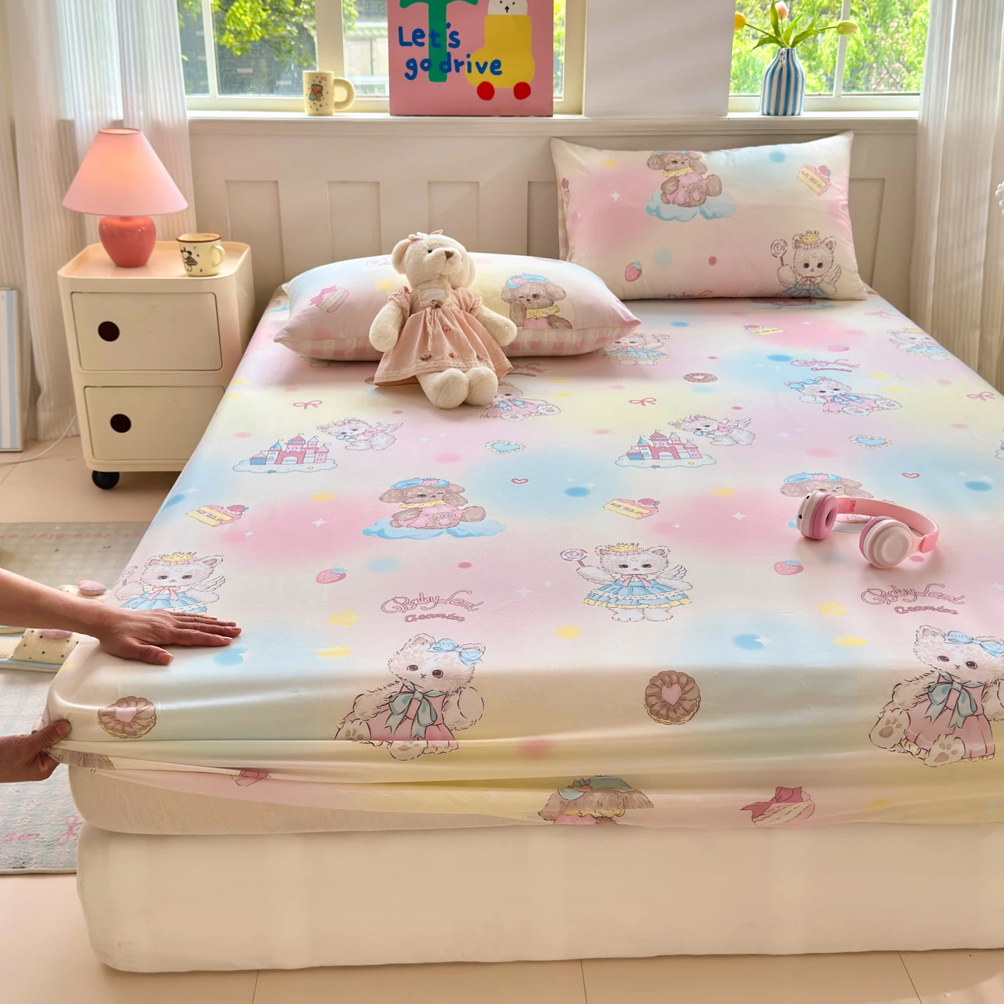 100% Cotton Cartoon Style Fitted Bed Sheet for Kids With Elastic lençol de cama de casal Bed Sheets Soft colcha de cama casal