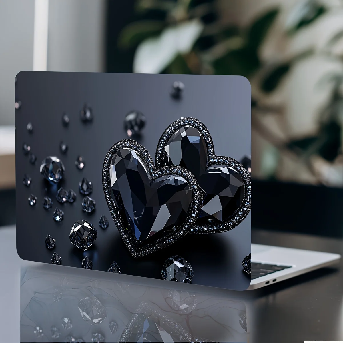 2 Pieces Diamond Heart Pattern Laptop Sticker, Universal Waterproof and Scratch Resistant, Laptop & Car Decorative Sticker
