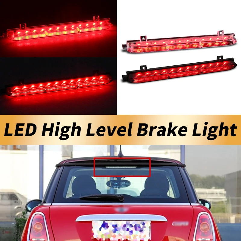 1PC Red LED 3rd High Level Brake Stop Light Clear/Blcak Lens For Mini Cooper R56 Countryman R60 OEM#63257221834  Car Accessories