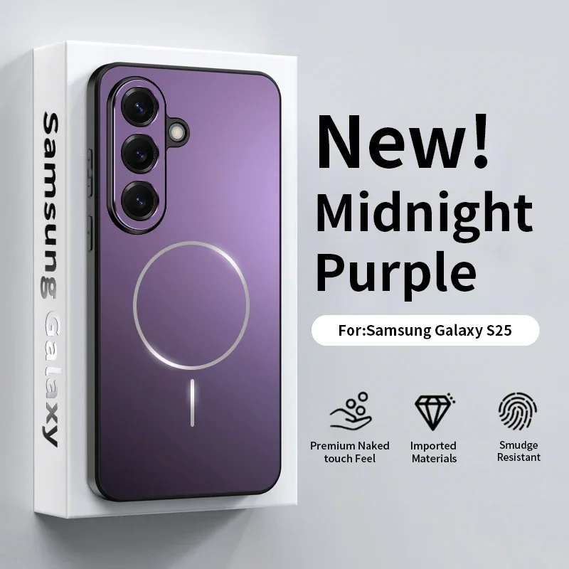 For Magsafe Magnetic Phone Case for Samsung S25 Ultra S24 S23 Plus Matte PC +TPU Shockproof Protection Cover for Galaxy S25+