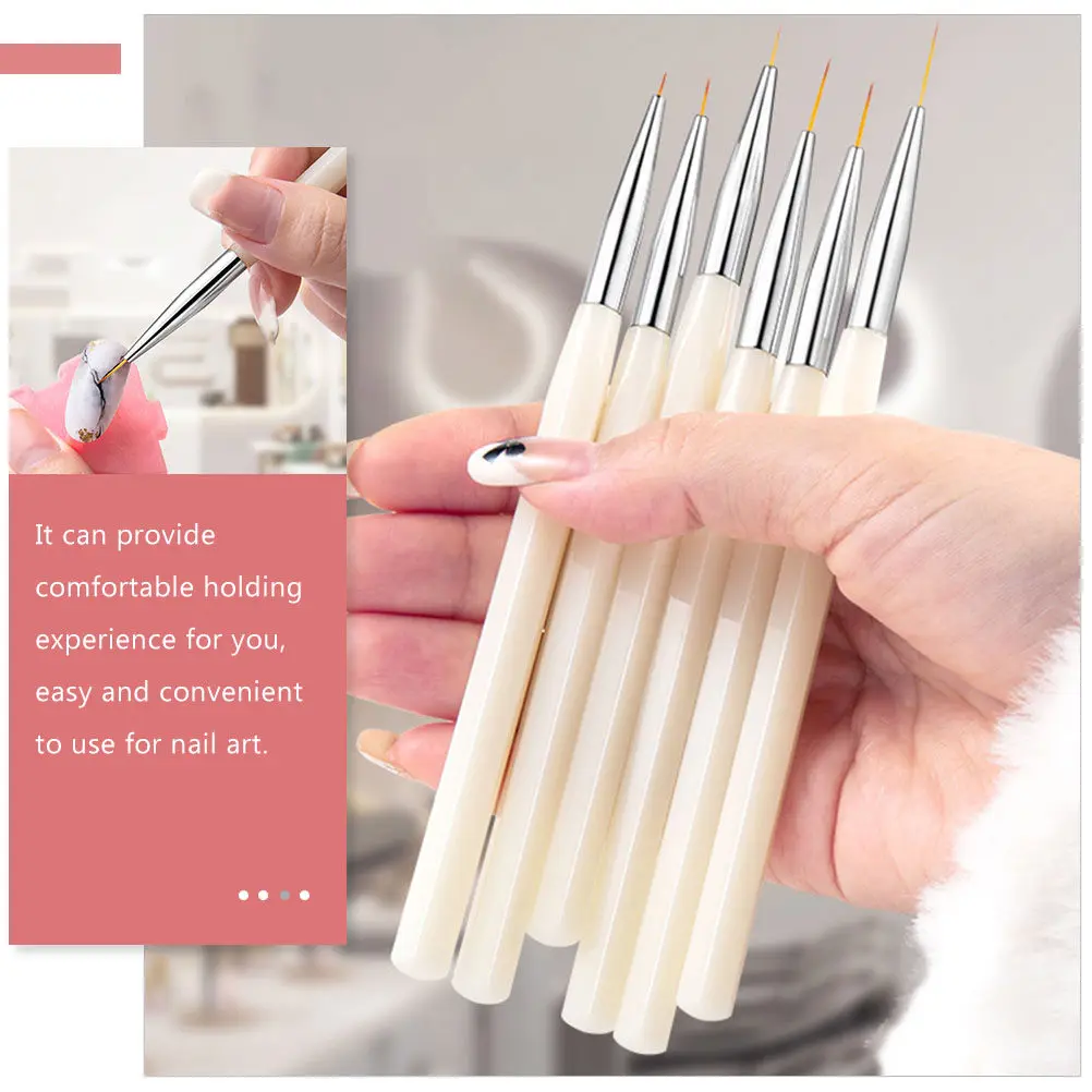

Набор профессиональных кистей для дизайна ногтей, 6 шт., с тонким наконечником, для креативной росписи ногтей, маникюра, DIY, компактный дизайн